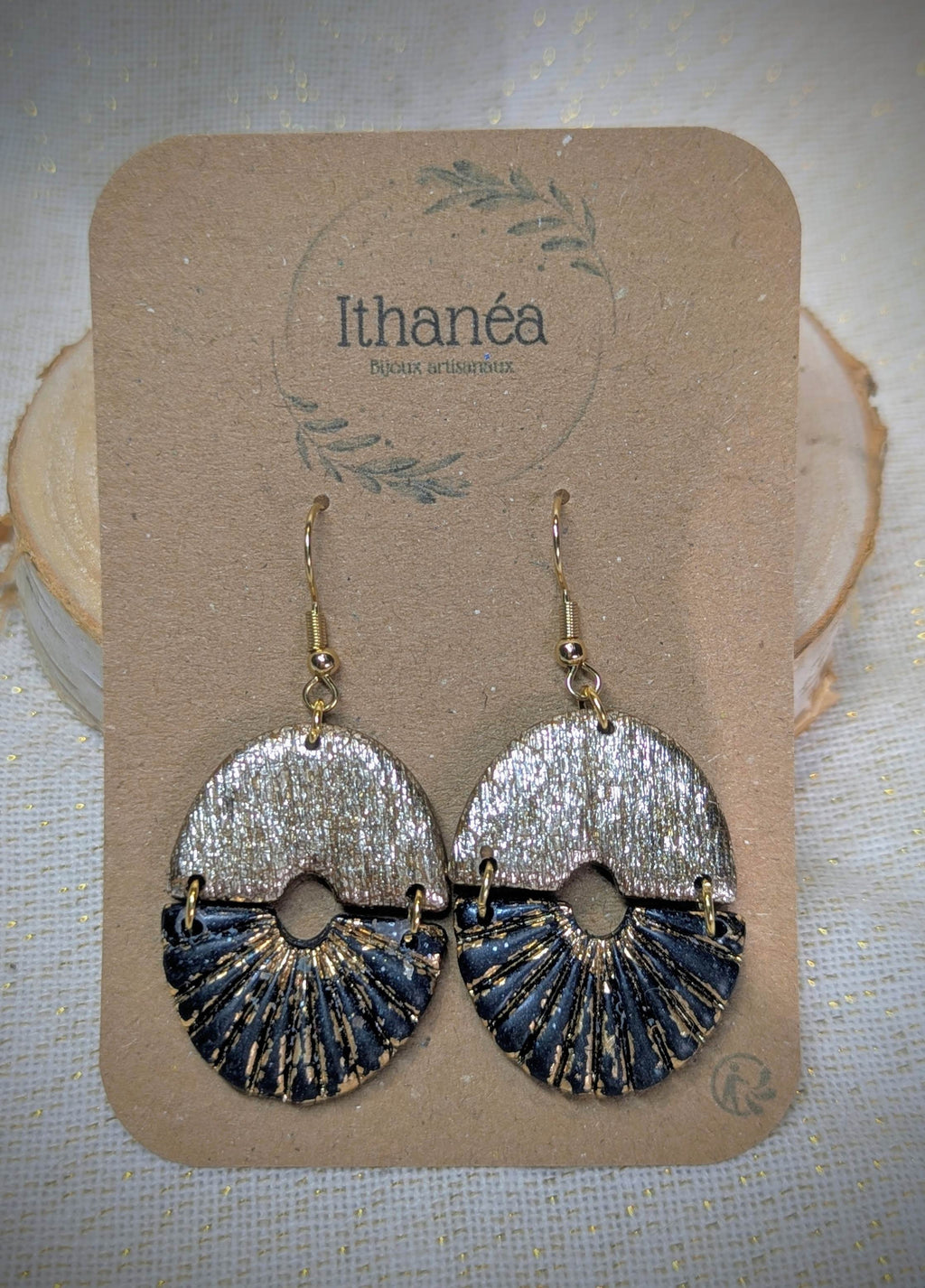 ITHANA | BOUCLES D'OREILLES | OR ET NOIR