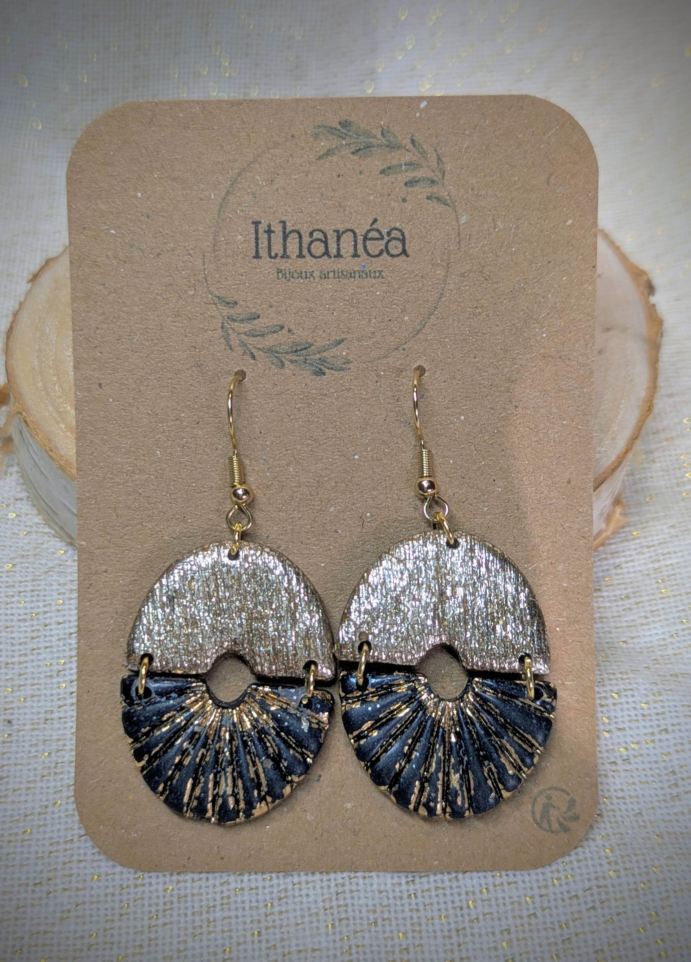 ITHANA | BOUCLES D'OREILLES | OR ET NOIR