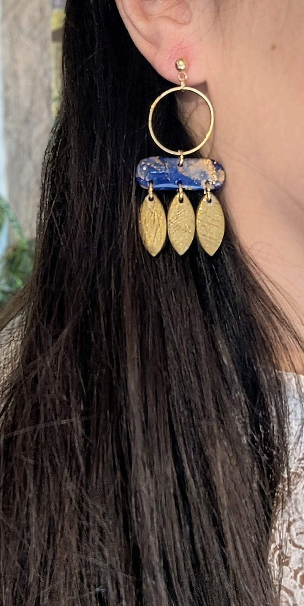 LAZULI | BOUCLES D'OREILLES EFFET PIERRE