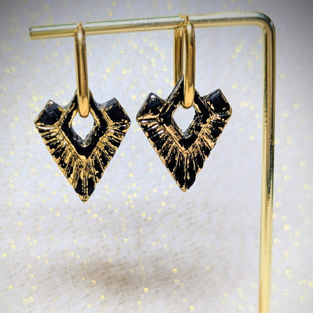 AZTEQUA | BOUCLES D'OREILLES NOIR ET OR | MATES