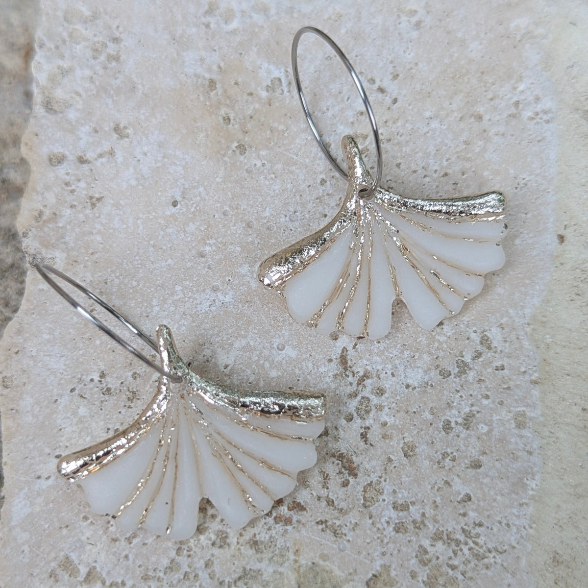 Créoles GINKGO - ARGENT ANTIQUE