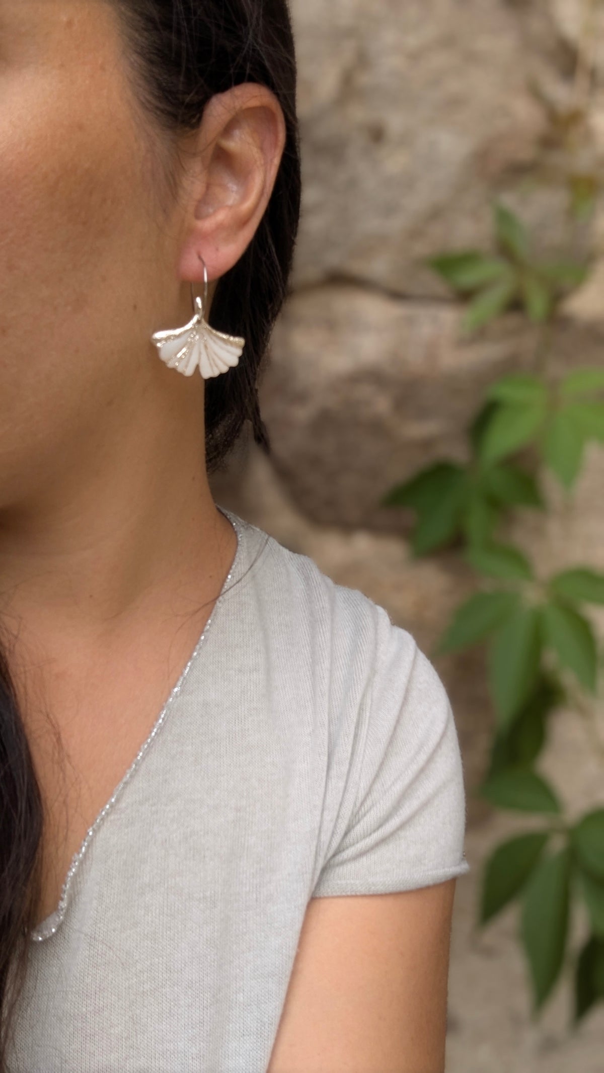 Créoles GINKGO - ARGENT ANTIQUE